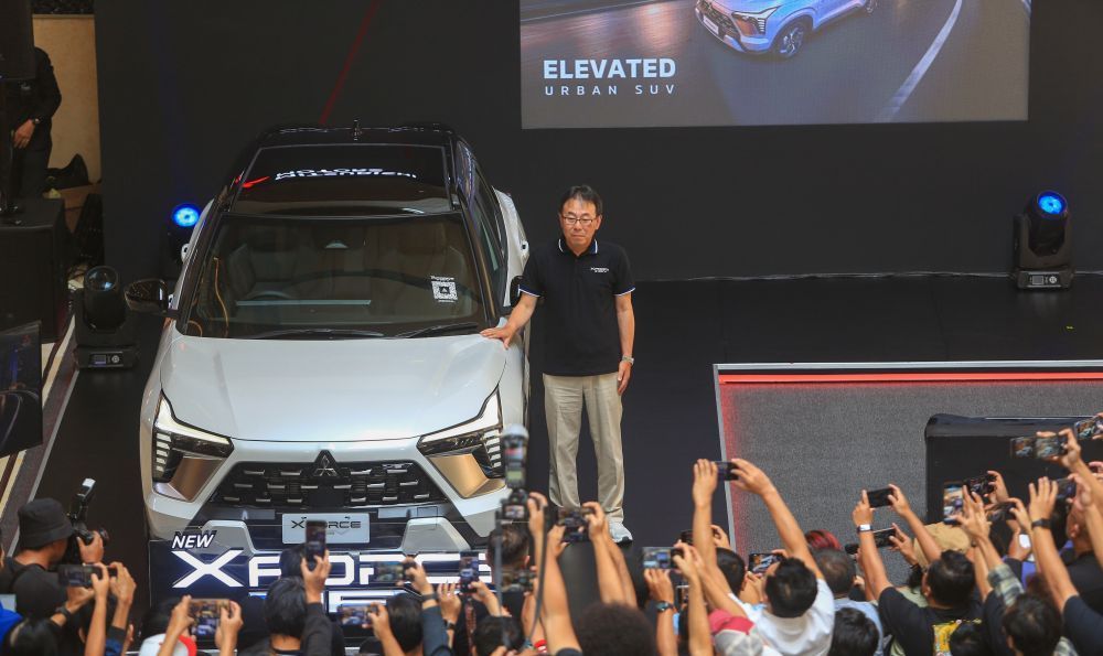 President Director PT MMKSI, Atsushi Kurita saat peluncuran  Mitsubishi New Xforce di Indonesia pada Kamis (16/7/2026). (Foto: Dok/Istimewa/MMKSI/Adiantoro/NTV)  