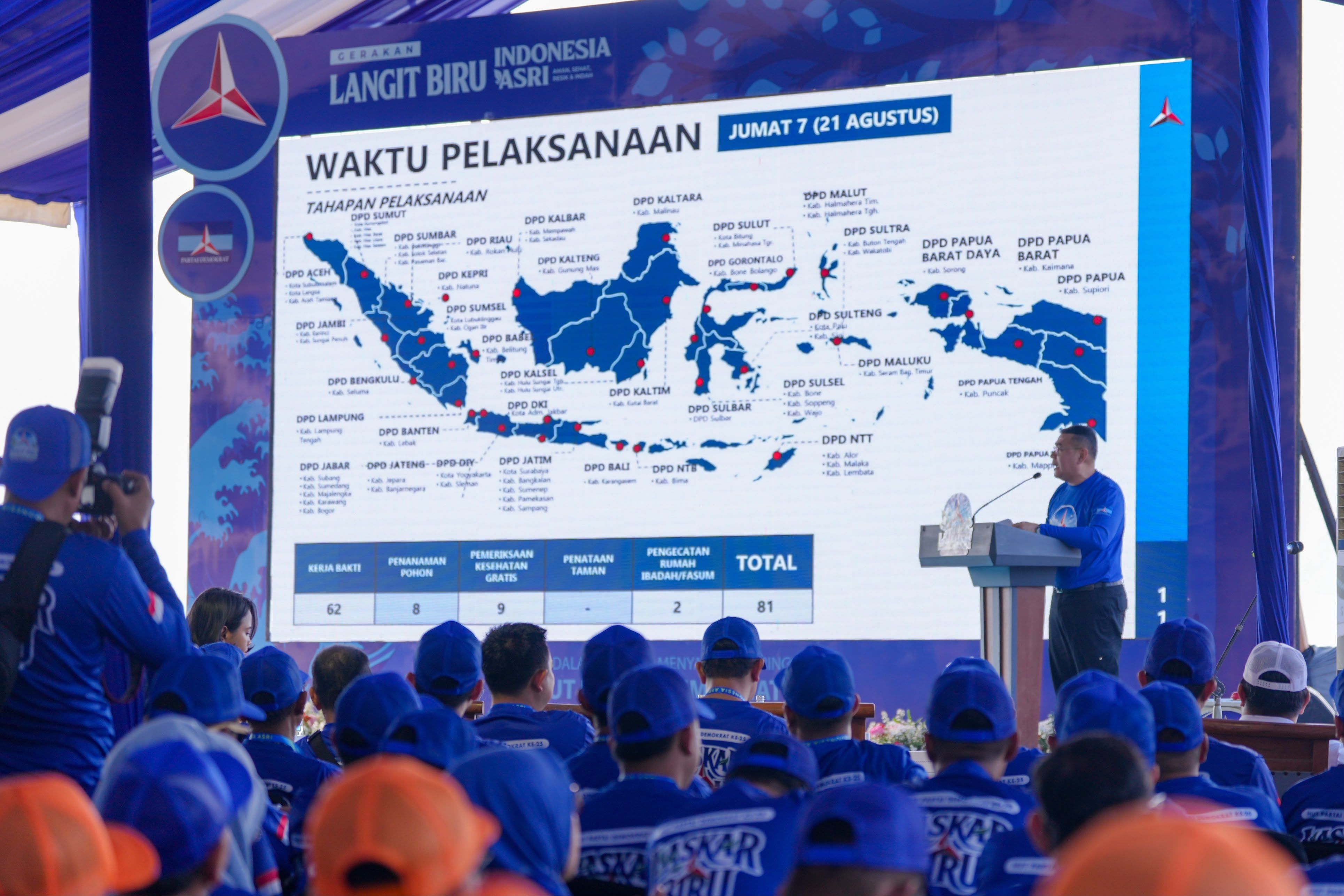 Koordinator Nasional Gerakan Langit Biru Indonesia Asri, Ossy Dermawan saat menyampaikan pidatonya. 