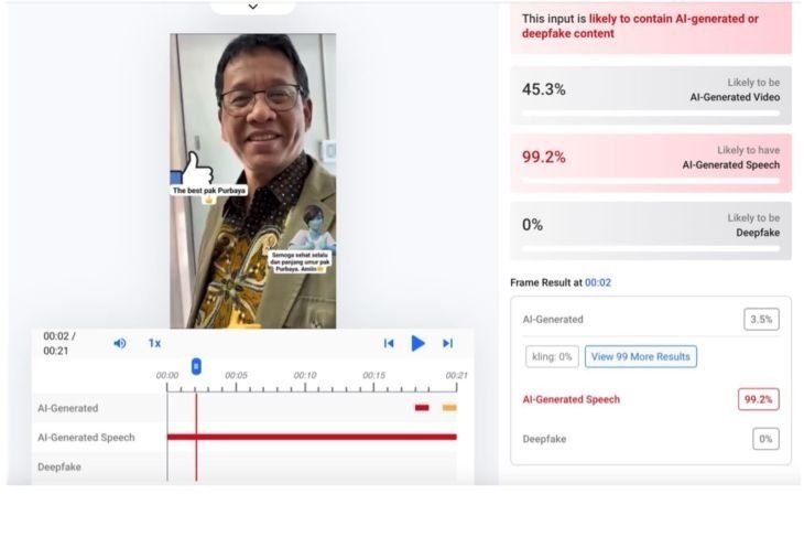 Pemeriksaan menggunakan AI Detector. (Hive Moderation). <b>(Antara)</b>