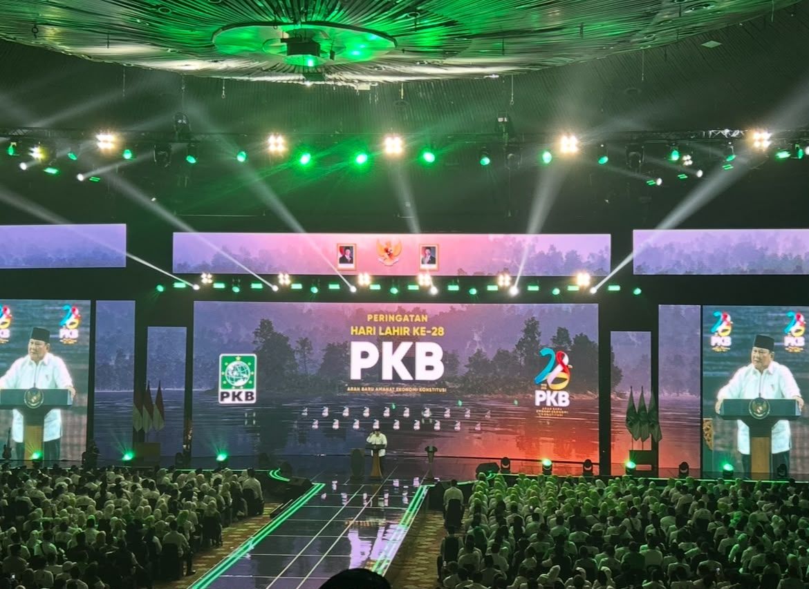 Prabowo Subianto mengaku bahagia dan terharu dapat menghadiri Hari Lahir (Harlah) ke-28 PKB di JCC, Jakarta Kamis, 23 Juli 2026 malam <b>(NTVnews)</b>