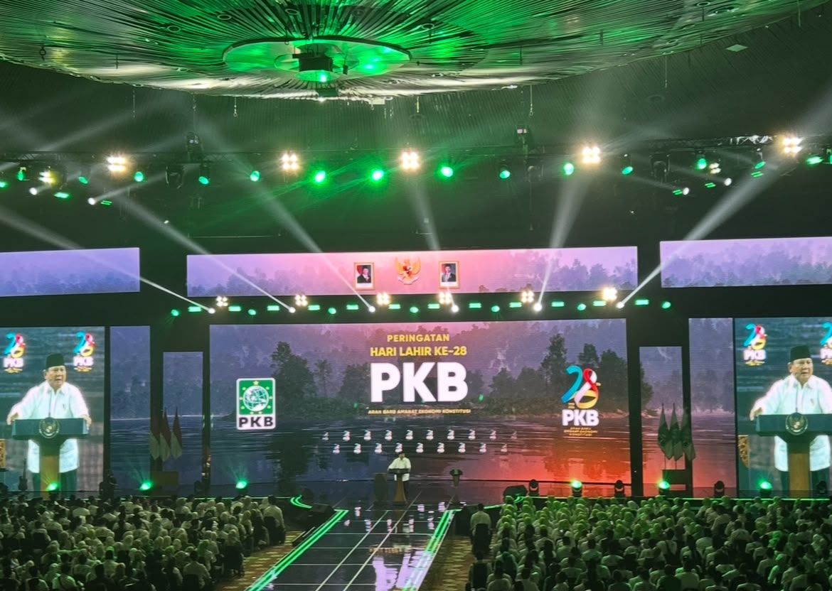 Prabowo Subianto mengaku bahagia dan terharu dapat menghadiri Hari Lahir (Harlah) ke-28 PKB di JCC, Jakarta Kamis, 23 Juli 2026 malam <b>(NTVnews)</b>