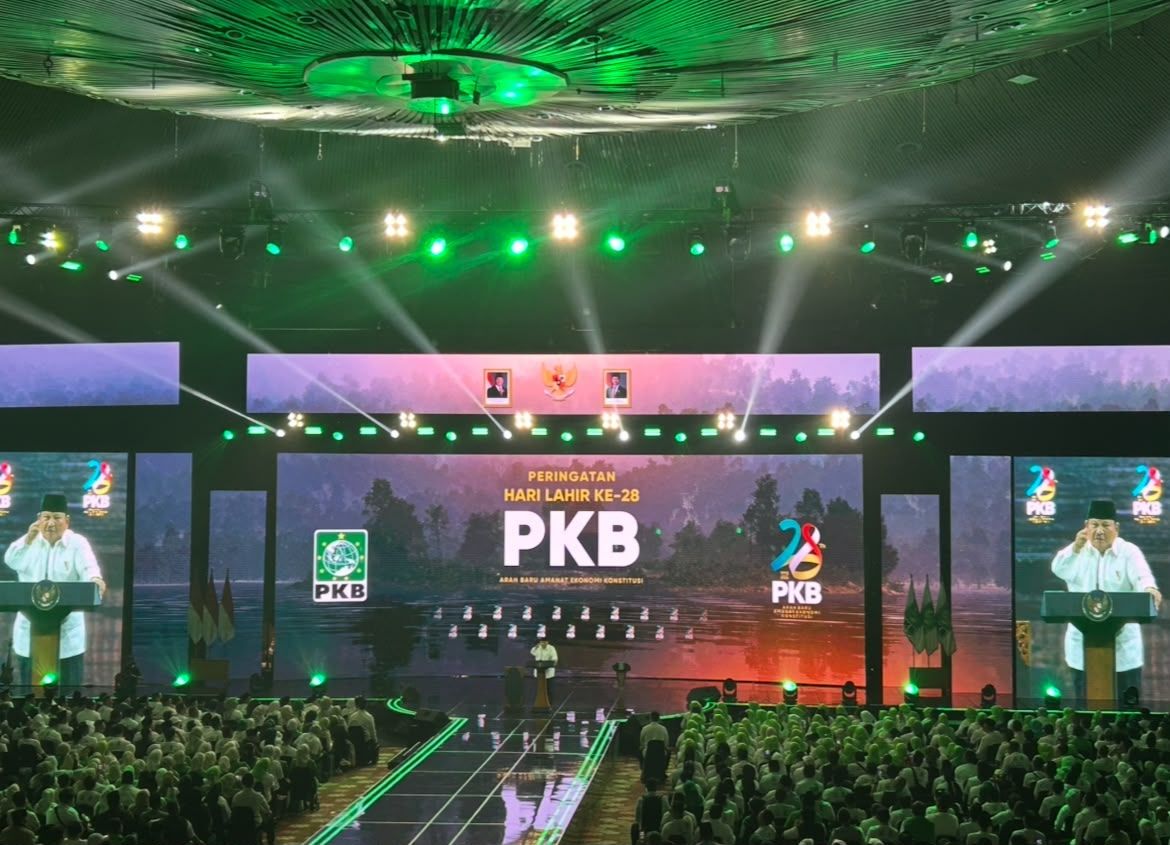Prabowo Subianto mengaku bahagia dan terharu dapat menghadiri Hari Lahir (Harlah) ke-28 PKB di JCC, Jakarta Kamis, 23 Juli 2026 malam <b>(NTVnews)</b>