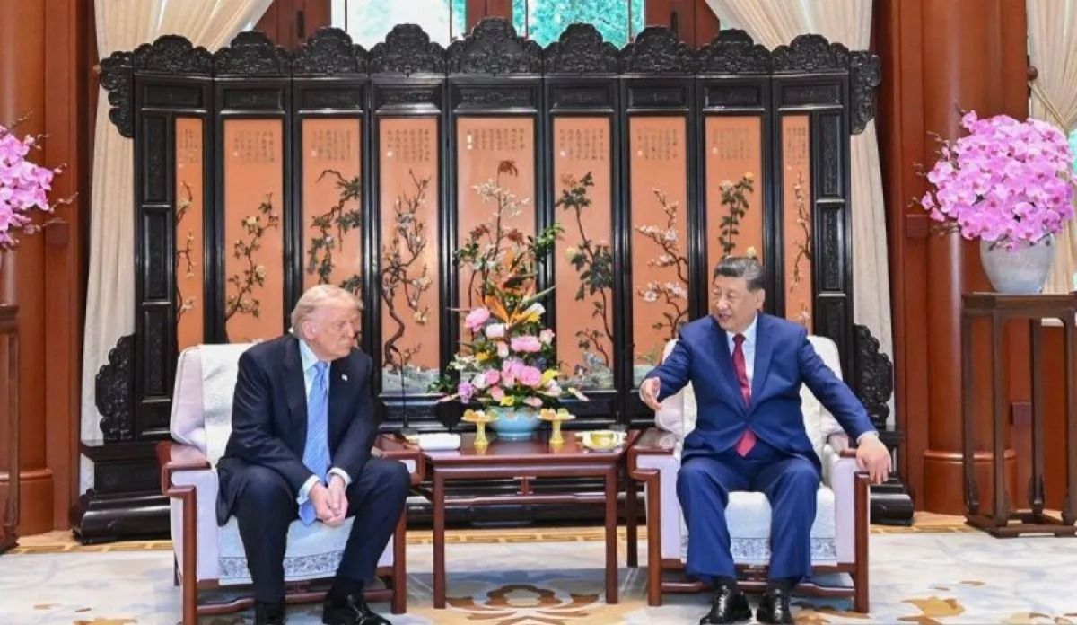 Presiden China Xi Jinping dan Presiden Amerika Serikat Donald Trump di Zhongnanhai, Beijing, Jumat, 15 Mei 2026. <b>(Antara)</b>
