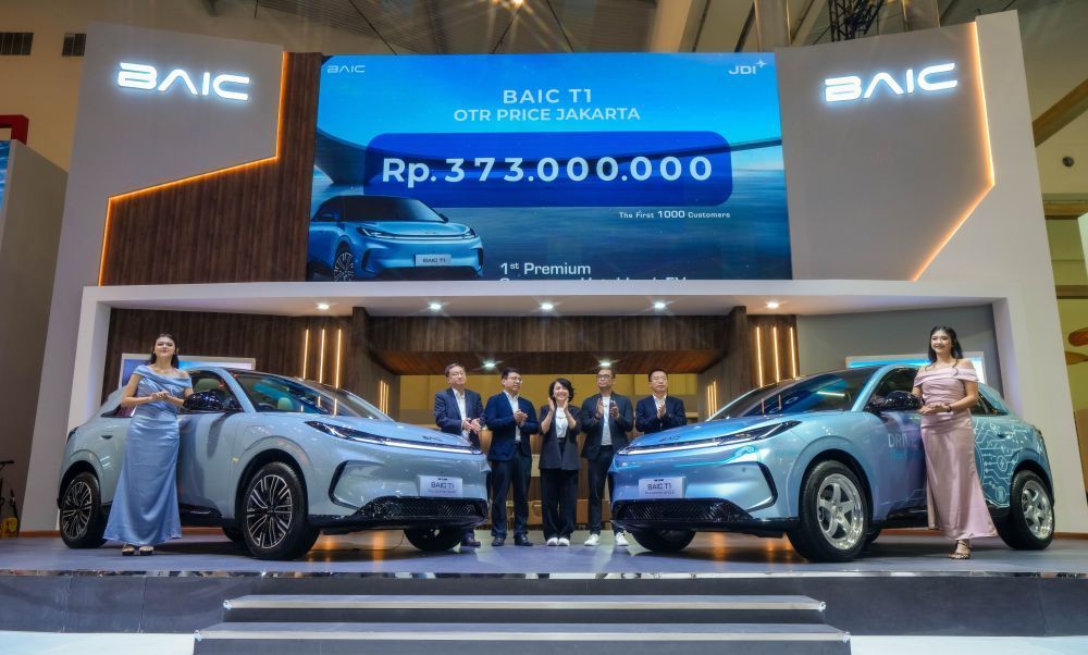 PT JIO Distribusi Indonesia (JDI) resmi meluncurkan mobil listrik pertama mereka, BAIC T1 di ajang GIIAS 2026. (Foto: Dok/Istimewa)&nbsp;