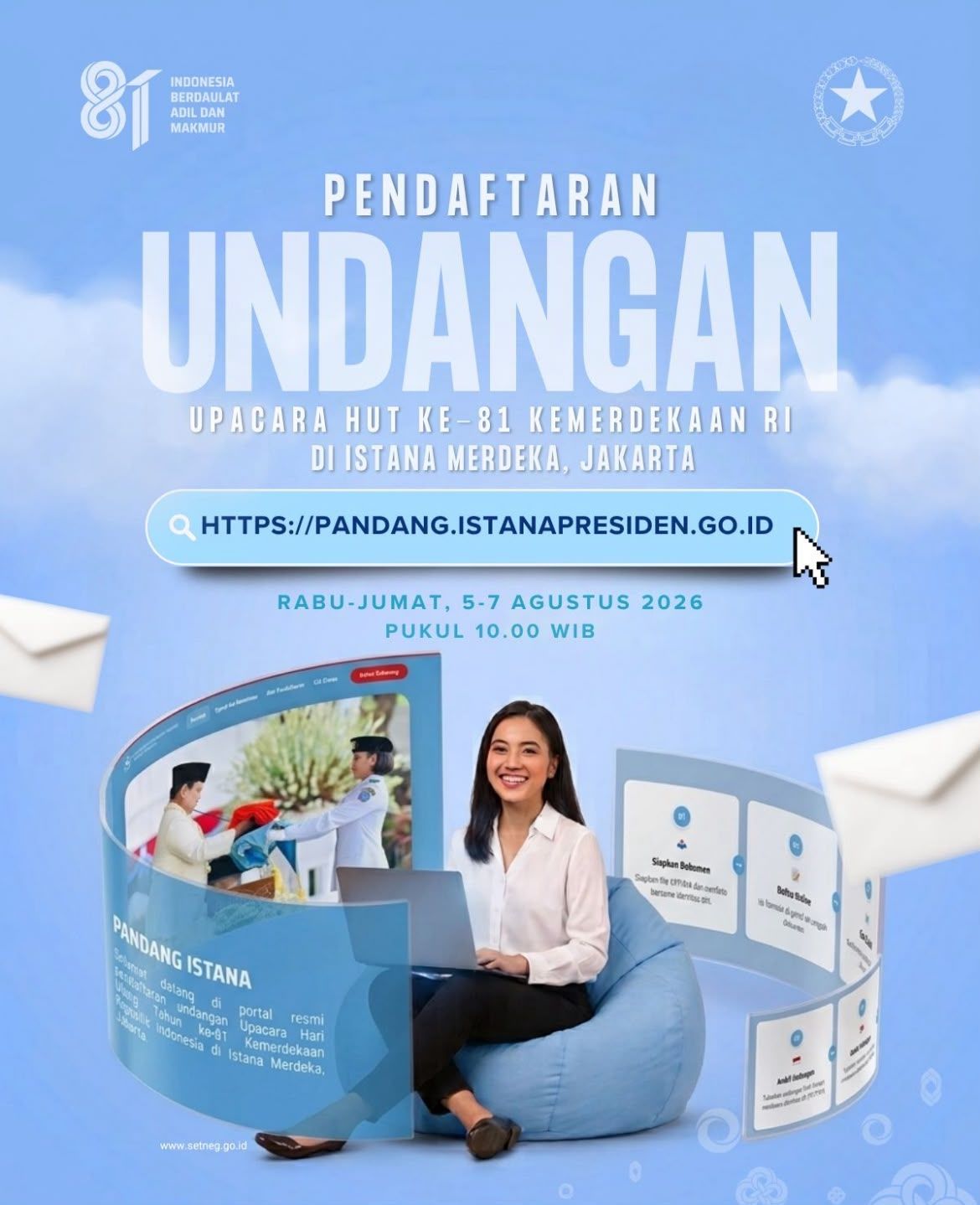 Pendaftaran masyarakat untuk menghadiri Upacara Peringatan HUT ke-81 Kemerdekaan Republik Indonesia di Istana Merdeka <b>(Istimewa)</b>