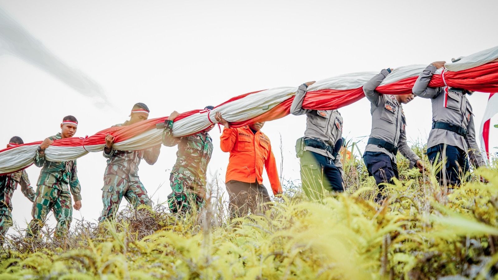 Sang Merah Putih Terbesar di Indonesia Berkibar di Puncak Gunung Cycloop, Koops TNI Habema : Gegap Gempita Damai Persatuan dari Tanah Cenderawasih.
