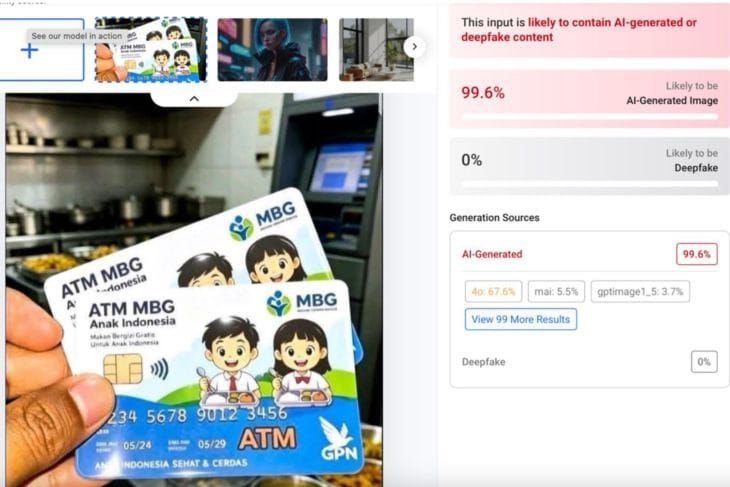 Hasil pemeriksaan menggunakan AI Detector <b>(Antara)</b>