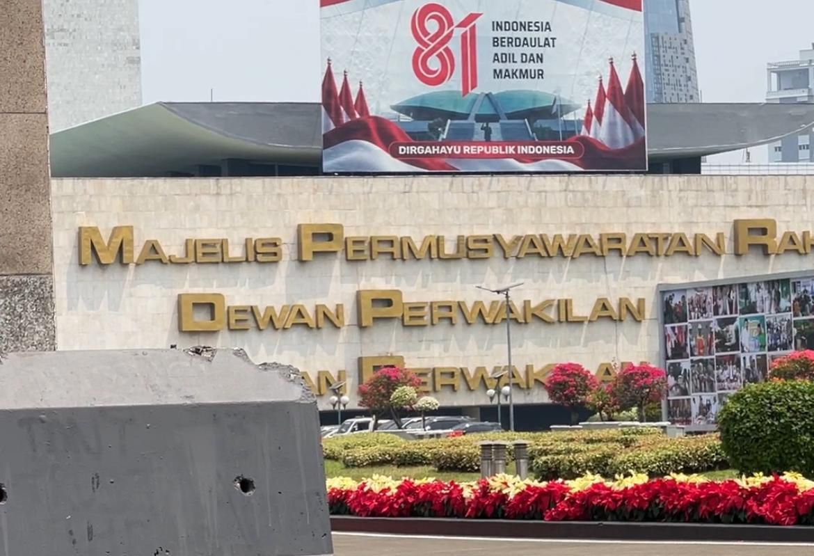 Gedung DPR RI jelang sidang tahunan 2026. <b>(NTVNews.id)</b>