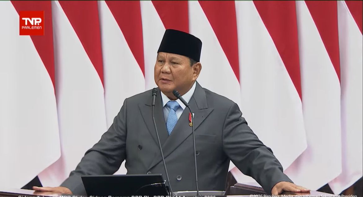 Presiden Prabowo Subianto Saat Pidato Kenegaraanndi Sidang Tahunan MPR 2026 <b>(Istimewa)</b>