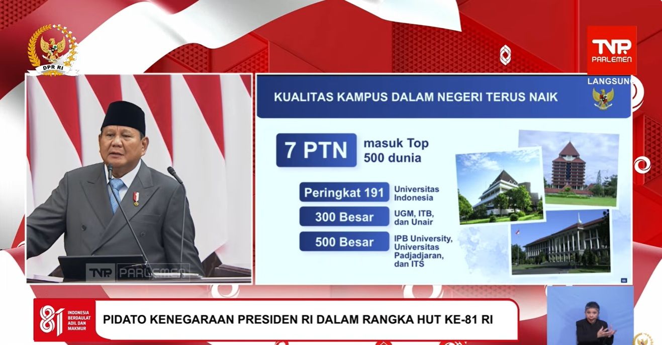 Presiden Prabowo Subianto saat pidato kenegaraan di DPD, DPR, MPR RI, Jumat, 14 Agustus 2026.  <b>(Sekretariat Presiden)</b>