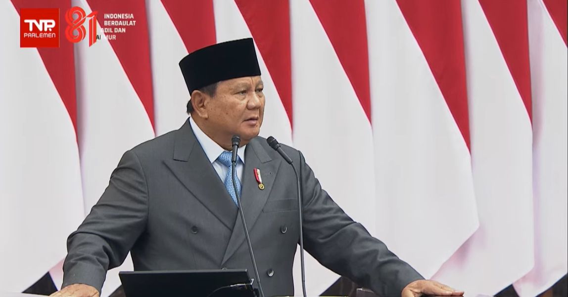 Presiden Prabowo Subianto Saat Pidato Kenegaraanndi Sidang Tahunan MPR 2026 <b>(Istimewa)</b>