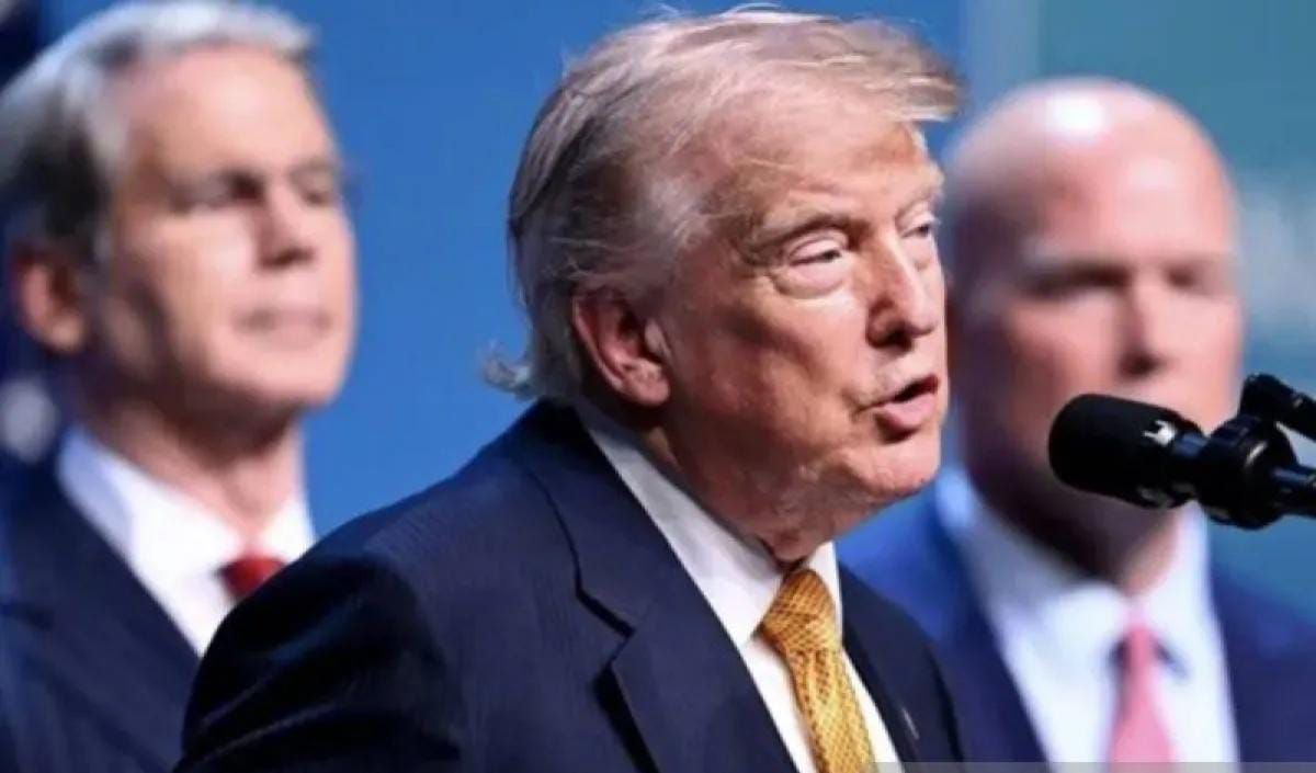 Presiden AS Donald Trump menggelar konferensi pers di Kompleks Kepresidenan sebagai bagian dari KTT NATO ke-36 para Kepala Negara dan Pemerintahan di Ankara, Turkiye, pada 8 Juli 2026 <b>(Antara)</b>
