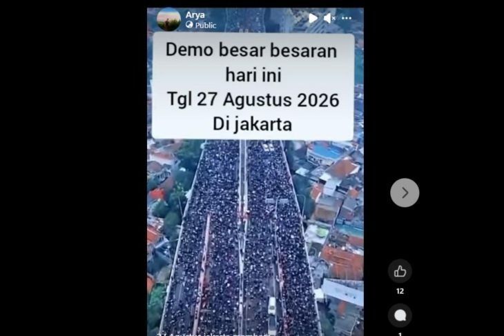 Tangkapan layar narasi hoaks dalam video yang menyatakan bahwa Jakarta membara pada demo 27 Agustus <b>(Antara)</b>