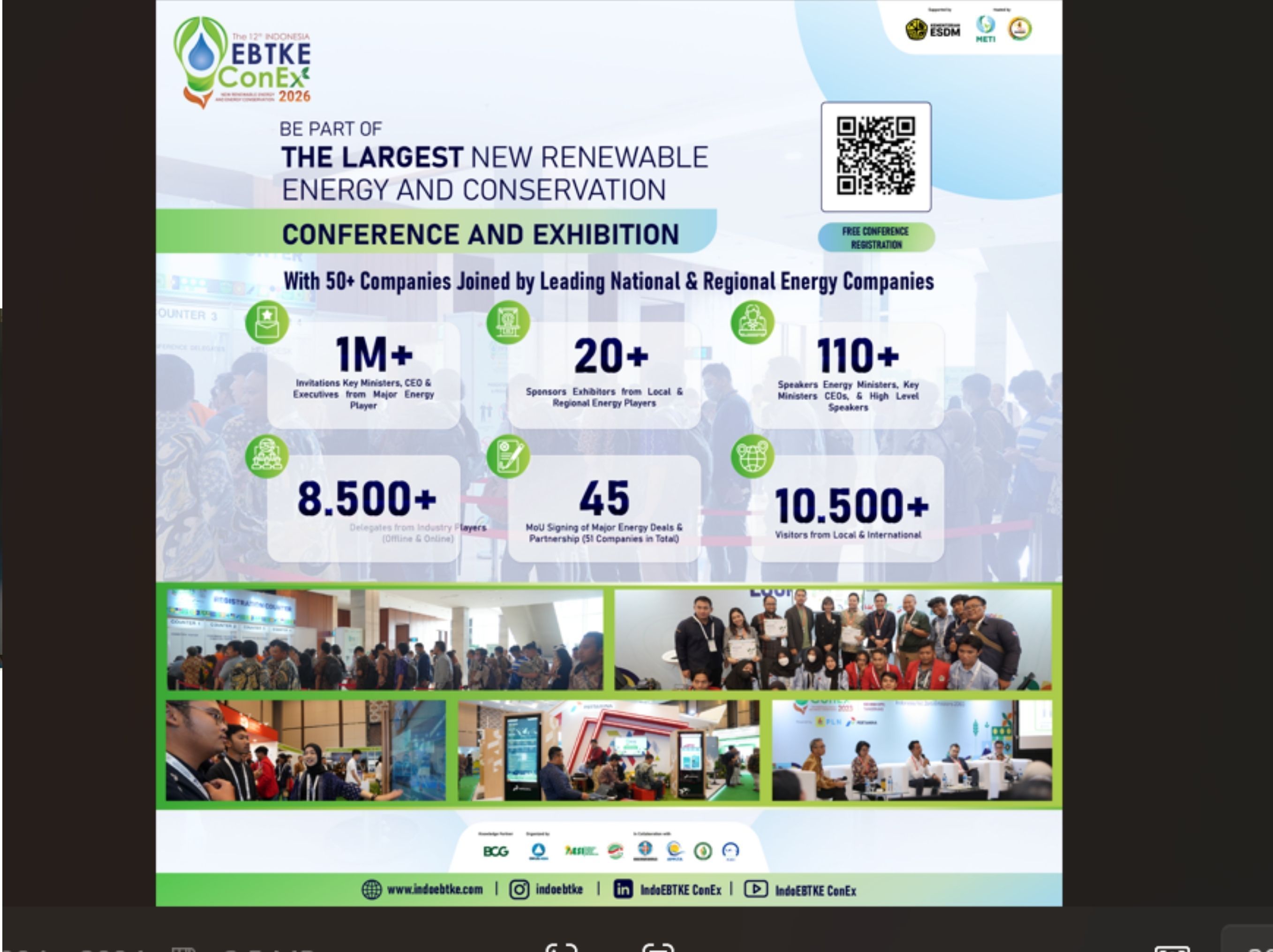 The 12th IndoEBTKE ConEx 2026 dirancang untuk mempertemukan pemimpin pemerintahan, pelaku industri, investor, akademisi, serta mitra pembangunan dari berbagai negara, guna mempercepat pengembangan ekosistem energi bersih yang inovatif, inklusif, dan berkelanjutan. <b>(dok)</b>