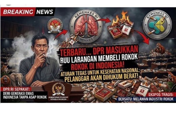 Unggahan yang menarasikan DPR buat RUU larangan pembelian rokok di Indonesia. Faktanya, pernyataan tersebut tidak berdasar. (Facebook) <b>(Antara)</b>