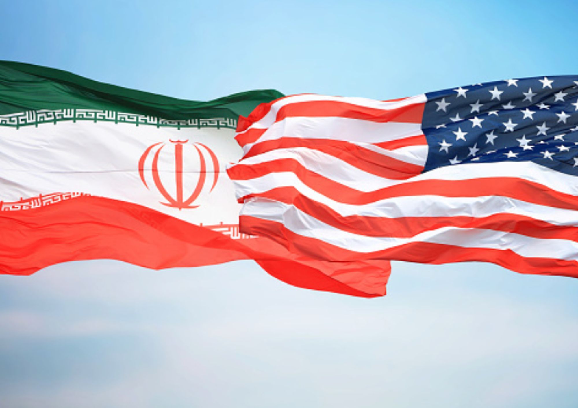 Ilustrasi - Bendera Amerika Serikat dengan bendera Iran.