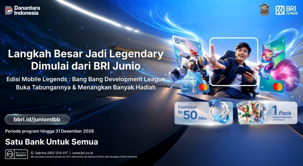 PT Bank Rakyat Indonesia (Persero) Tbk atau BRI berkolaborasi dengan Mobile Legends: Bang Bang (MLBB) menghadirkan Program BRI Junio dengan Kartu Debit edisi khusus. (Foto: Dok/Istimewa/BRI)