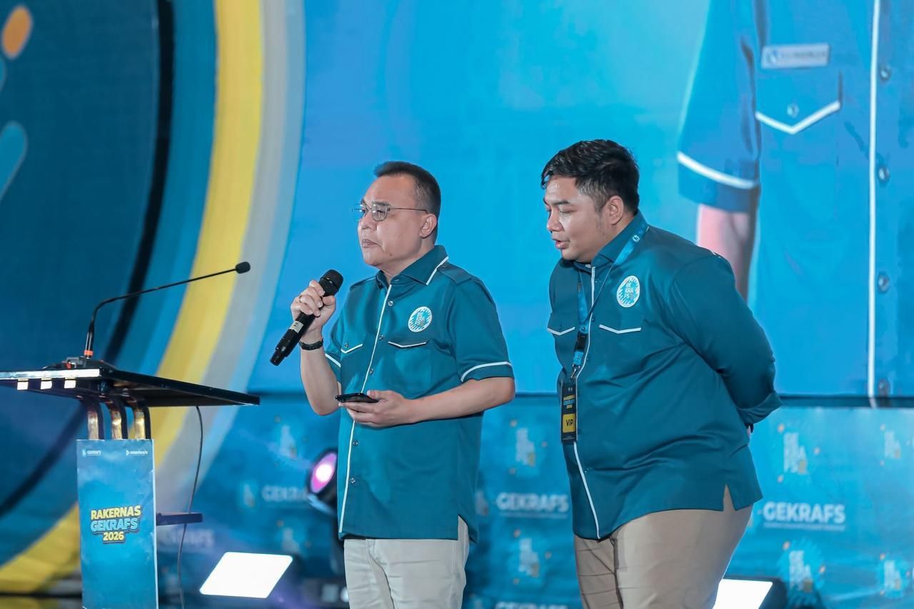 Ketua Umum DPP Gekrafs, Kawendra Lukistian, memberikan keterangan terkait momentum Hekrafnas 2026 yang dijadikan wadah merajut kepedulian sosial dan memperkuat gotong royong.