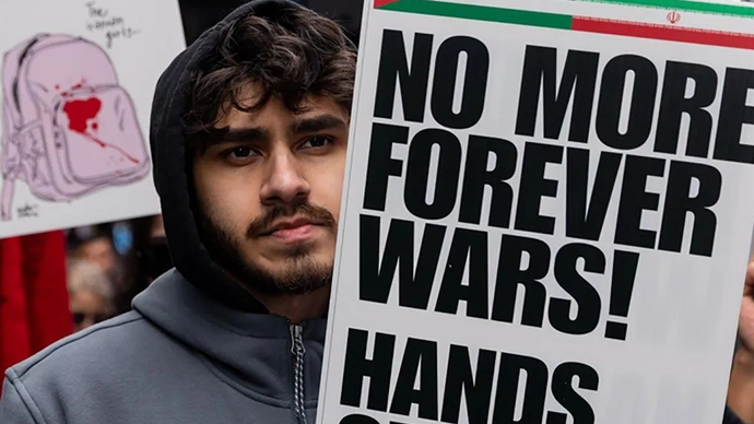 Arsip foto- Orang-orang ikut serta dalam aksi protes dan pawai di Times Square pada Hari Al-Quds, untuk menentang perang gabungan AS-Israel terhadap Iran di New York, Amerika Serikat, pada 13 Maret 2026. ANTARA/Mostafa Bassim/Anadolu/pri.