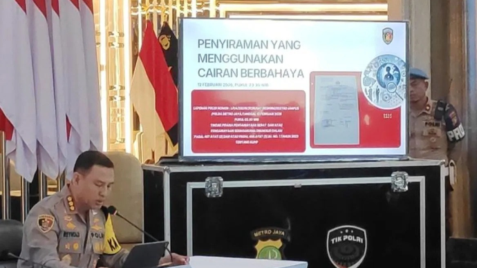 Kapolres Metro Jakarta Pusat, Kombes Pol Reynold EP Hutagalung saat konferensi pers di Gedung Promoter Polda Metro Jaya, Senin (16/3/2026). ANTARA/Ilham Kausar