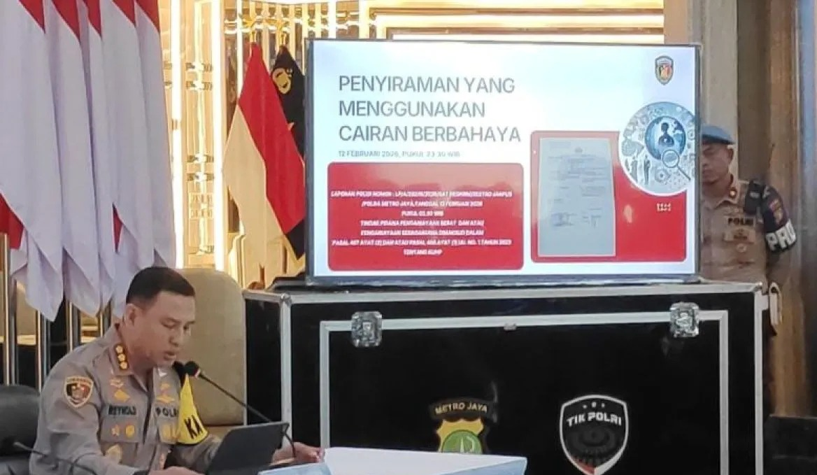 Kapolres Metro Jakarta Pusat, Kombes Pol Reynold EP Hutagalung saat konferensi pers di Gedung Promoter Polda Metro Jaya, Senin (16/3/2026). ANTARA/Ilham Kausar <b>(Antara)</b>