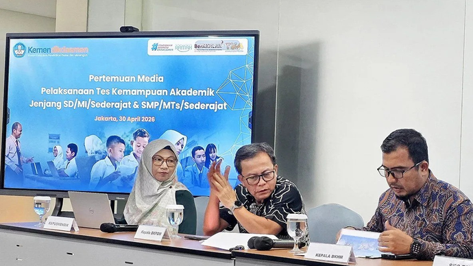 Kementerian Pendidikan Dasar dan Menengah (Kemendikdasmen) menyelenggarakan kegiatan Pertemuan Media Pelaksanaan Tes Kemampuan Akademik Jenjang SD/MI/sederajat dan SMP/MTs/sederajat di Komplek Alam Sutera, Kabupaten Tangerang, Provinsi Banten, Kamis (30/4/2026). ANTARA/Hana Dewi Kinarina Kaban/aa.