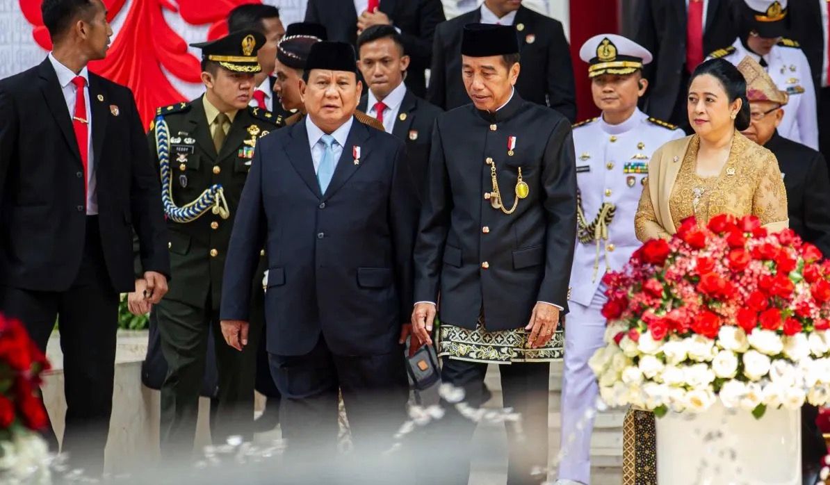 Presiden Jokowi dan Prabowo Usai Menghadiri Sidang Tahunan MPR. <b>(Antara)</b>