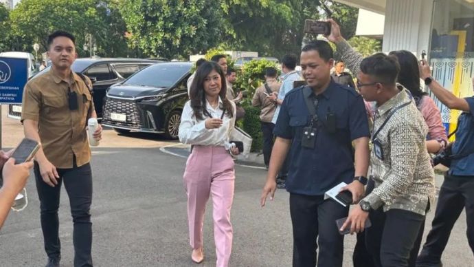 Menteri Komunikasi dan Digital Meutya Hafid di Kompleks Istana Kepresidenan, Jakarta, Rabu, 23 Juli 2025.