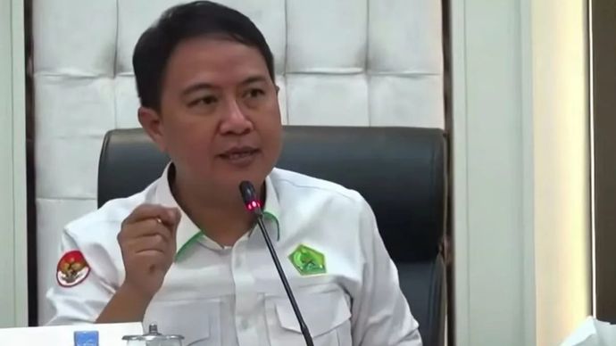 Tangkapan layar - Direktur Jenderal Penyelenggaraan Haji dan Umrah (Dirjen PHU) Kemenag Hilman Latief dalam diskusi kelompok terpumpun bertajuk 