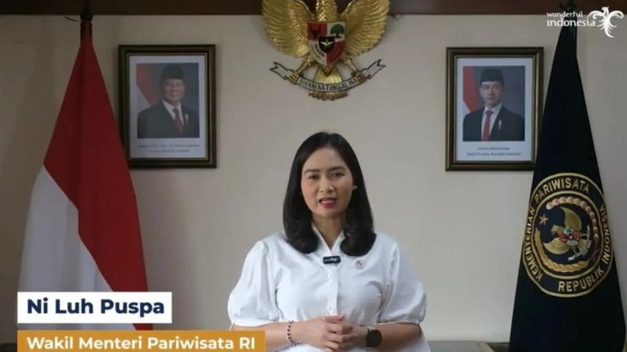Wakil Menteri Pariwisata Ni Luh Enik Ermawati, yang akrab disapa Ni Luh Puspa dalam webinar STDev Circle Seri 3 bertema &ldquo;Perspektif dan Prakarsa Kaum Muda Gen Z: Strategi dan Gerakan Aksi Kepariwisataan Berkelanjutan&rdquo;, Jakarta, (29/4/2026). (ANTARA/HO-Kementerian Pariwisata)