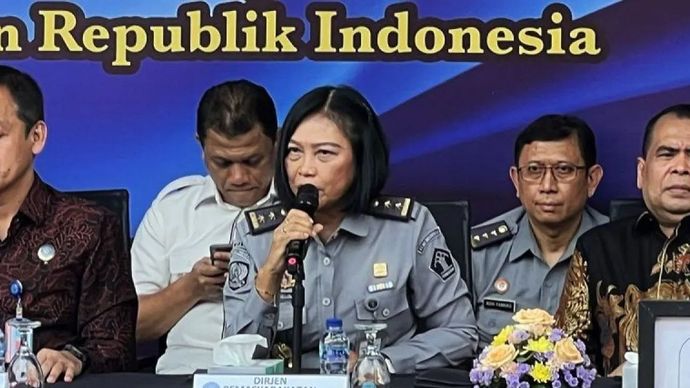 Direktur Teknologi Informasi dan Kerja sama Ditjenpas Marselina Budiningsih dalam acara pemusnahan barang bukti berupa sabu-sabu di Kantor BNN RI, Jakarta, Selasa 19 November 2024.