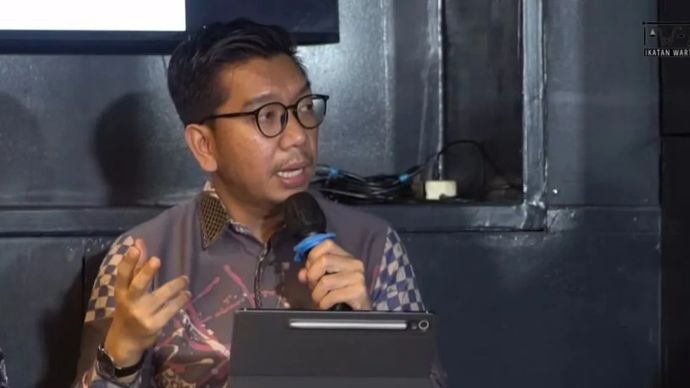 Tenaga Ahli Utama Badan Komunikasi Pemerintah Republik Indonesia (Bakom RI) Kurnia Ramadhana dalam diskusi publik bertajuk Menakar Batasan Hukum antara Keputusan Bisnis dan Tindak Pidana Korupsi, di Jakarta.