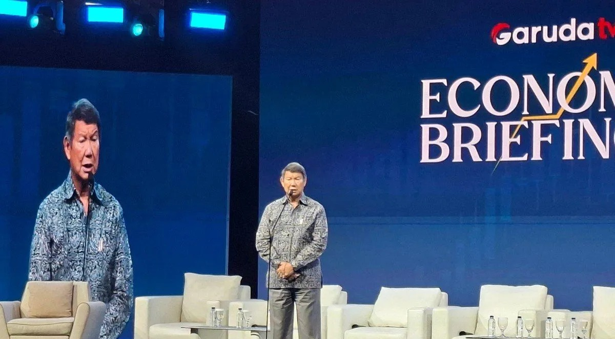 Utusan Khusus Presiden bidang Energi dan Lingkungan Hashim Djojohadikusumo dalam acara Economic Briefing 2026 yang digelar di Jakarta, Kamis (23/4/2026). ANTARA/Aji Cakti/aa. <b>(Antara)</b>