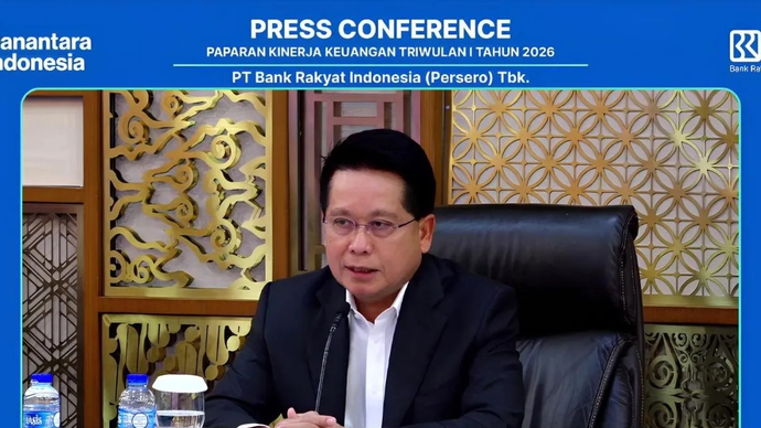Direktur Utama PT Bank Rakyat Indonesia (Persero) Tbk (BBRI) atau BRI Hery Gunardi dalam Taklimat Media Kinerja Keuangan BRI Kuartal I 2026 secara daring di Jakarta, Kamis (30/4/2026). ANTARA/ Muhammad Heriyanto.