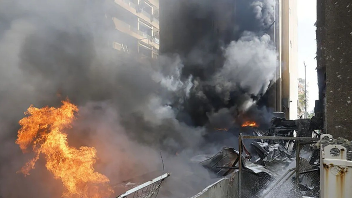 Kehancuran akibat serangan Israel di Beirut, Lebanon pada 8 April 2026. Kementerian Kesehatan Lebanon melaporkan bahwa, menurut perkiraan awal, puluhan orang tewas dan ratusan lainnya terluka dalam serangan serentak yang dilakukan Israel di seluruh negeri. ANTARA/Houssam Shbaro/Anadolu/pri.