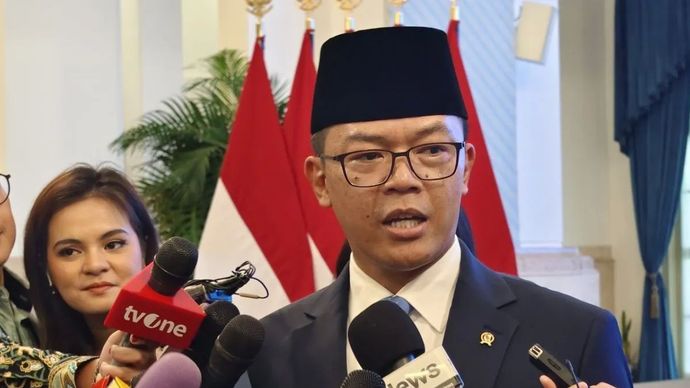 Menteri Luar Negeri Sugiono memberikan pernyataan pers di Istana Negara, Jakarta, Rabu (8/10/2025).