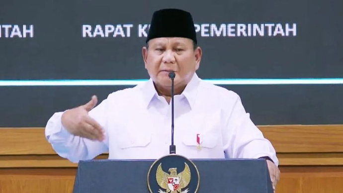 Tangkapan layar - Presiden Prabowo Subianto menyampaikan taklimat pada rapat kerja pemerintah anggota Kabinet Merah Putih di Istana Kepresidenan, Jakarta, Rabu (8/4/2026). ANTARA/Youtube Sekretariat Presiden/aa. (ANTARA/YouTube Sekretariat Presiden)