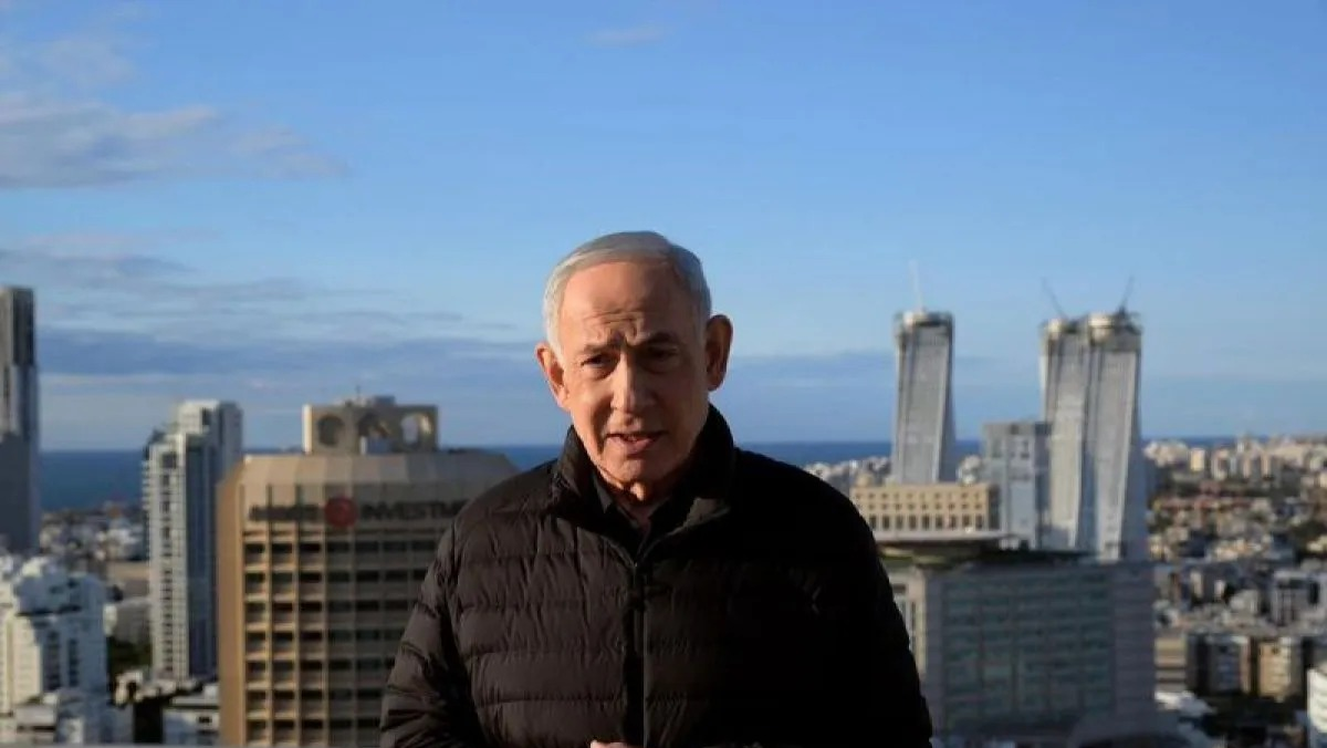 Arsip - Perdana Menteri Israel Benjamin Netanyahu berbicara di markas militer Kirya di Tel Aviv, Israel, 1 Maret 2026. Perdana Menteri Israel Benjamin Netanyahu mengatakan pada hari Minggu bahwa angkatan udara Israel menyerang Teheran dengan  <b>(Antara)</b>