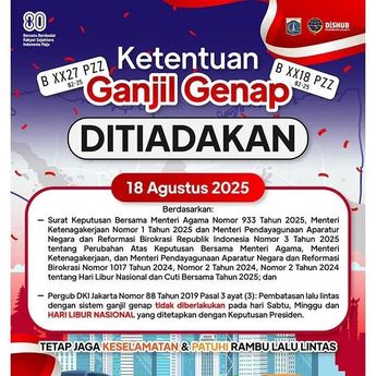 Cuti Bersama, Ganjil-Genap di Jakarta Ditiadakan