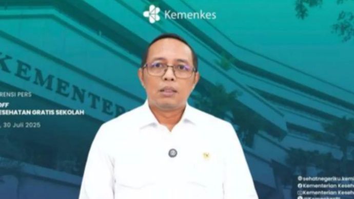 Kepala Kantor Komunikasi Kepresidenan (PCO) Hasan Nasbi dalam konferensi pers kick-off Program CKG Sekolah yang digelar secara daring di Jakarta, Kamis, 31 Juli 2025.