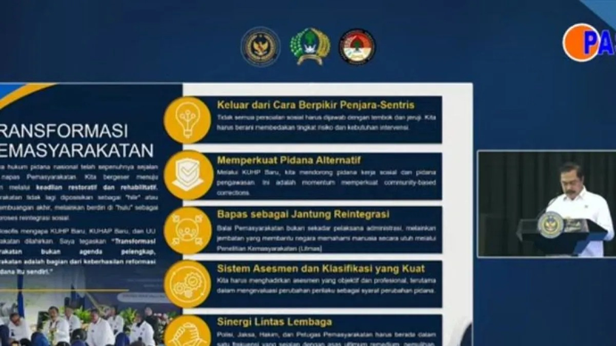 Menteri Imigrasi dan Pemasyarakatan Agus Andrianto memberikan sambutan dalam Seminar Nasional Pemasyarakatan bertajuk 