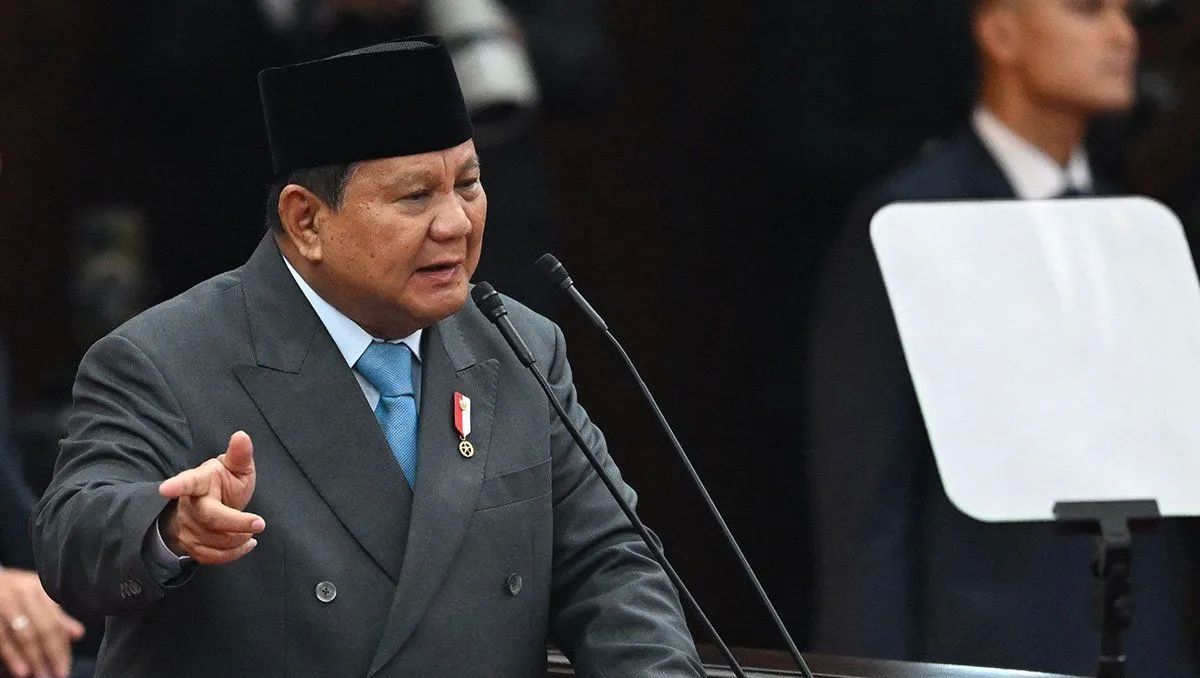 Presiden Prabowo Subianto menyampaikan pidato dalam Sidang Tahunan MPR RI dan Sidang Bersama DPR-DPD RI Tahun 2025 di Gedung Nusantara, Kompleks Parlemen, Jakarta, Jumat, 15 Agustus 2025. <b>(ANTARA)</b>