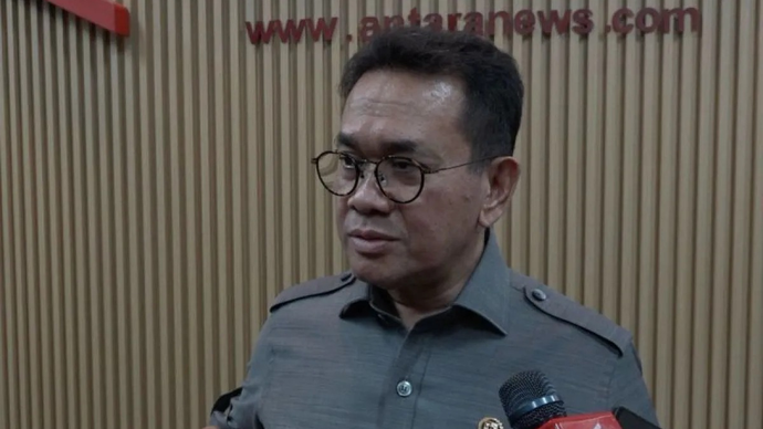 Menteri Perdagangan (Mendag) Budi Santoso melakukan kunjungan media di Kantor Berita ANTARA, Jakarta, Kamis (16/4/2026). (ANTARA/Ryan Rahman)