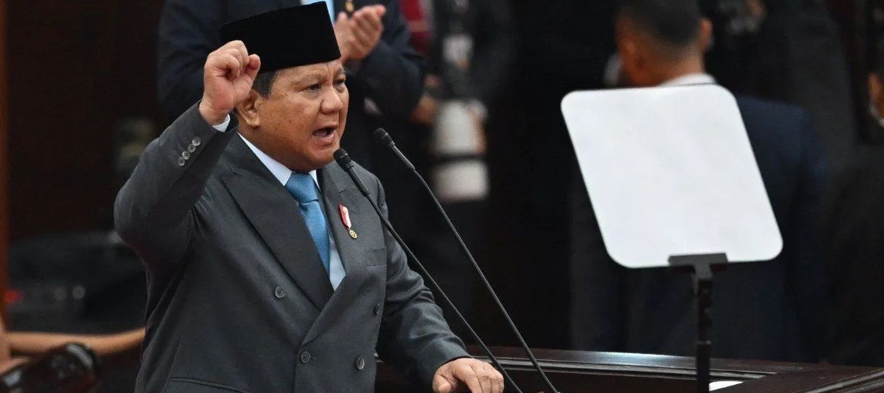 Presiden Prabowo Subianto menyampaikan pidato dalam Sidang Tahunan MPR RI dan Sidang Bersama DPR-DPD RI Tahun 2025 di Gedung Nusantara, Kompleks Parlemen, Jakarta, Jumat, 15 Agustus 2025.