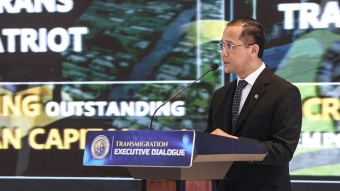 Menteri Transmigrasi M. Iftitah Sulaiman Suryanagara dalam Transmigration Executive Dialogue (TED) di Jakarta, Senin, 24 Agustus 2026.