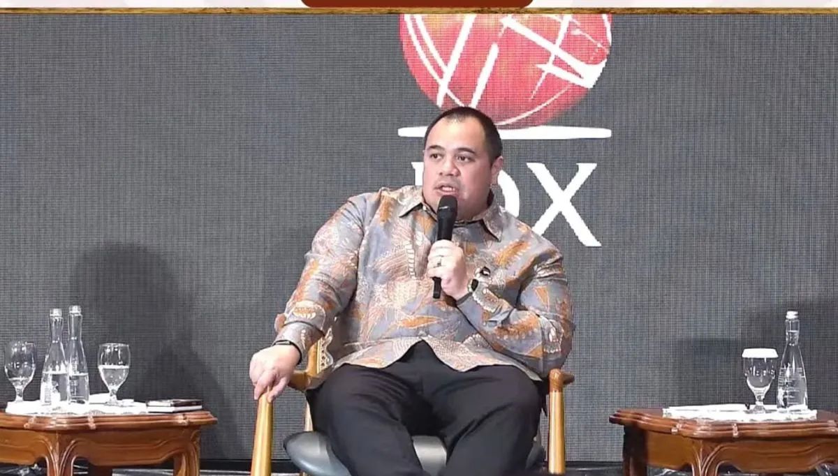 Chief Investment Officer (CIO) Danantara Indonesia Pandu Sjahrir ????dalam acara Opening Ceremony dan Seminar Utama Capital Market Summit &amp; Expo (CMSE) 2025, di Gedung Bursa Efek Indonesia (BEI), Jakarta, Jumat (17/10/2025). <b>(ANTARA)</b>