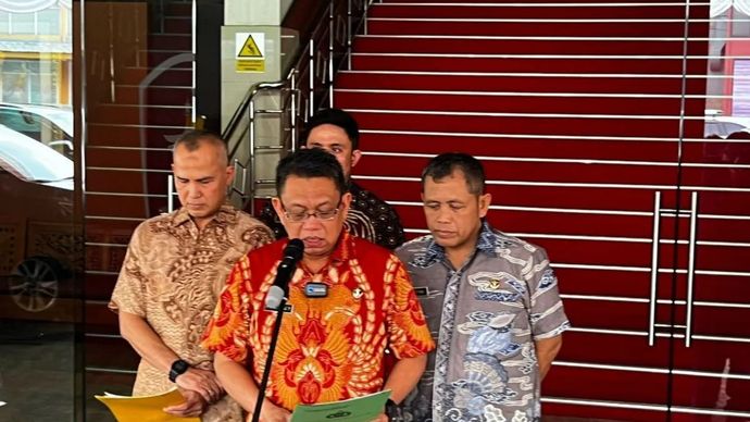 Kepala RS Polri Brigjen Pol Prima Heru Yulih memberikan keterangan dalam konferensi pers di RS Polri Kramat Jati, Jakarta Timur, Jumat 22 Agustus 2025. (ANTARA/Siti Nurhaliza).