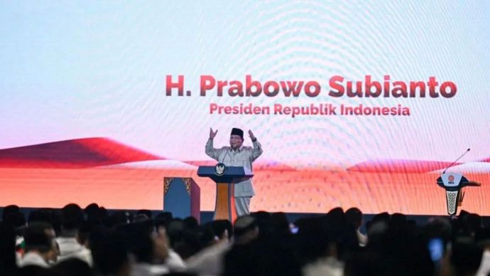 Presiden Prabowo Subianto memberikan sambutan dalam acara Musyawarah Nasional VI PKS di Jakarta, Senin, 29 Sptember 2025.