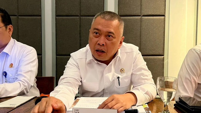 Menteri Perhubungan (Menhub) Dudy Purwagandhi dalam bincang bersama awak media di Jakarta, Kamis (9/4/2026) malam. ANTARA/Harianto