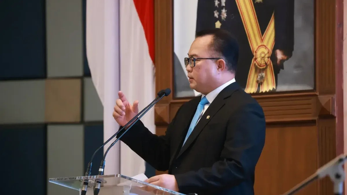 Kepala Badan Riset dan Inovasi Nasional (BRIN) Arif Satria dalam Sidang Terbuka Majelis Pengukuhan Profesor Riset di Jakarta, Rabu (15/4/2026). ANTARA/HO-BRIN